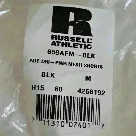 Russell Athletic Men's Dri-Power Mesh Shorts - Color: Black - Size: M - Picture 6 of 6